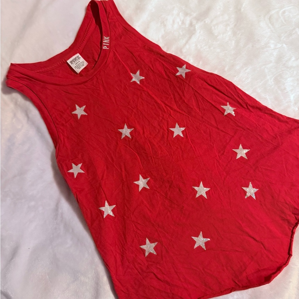 ⭐️VS PINK RED TANK WITH SILVER STARS